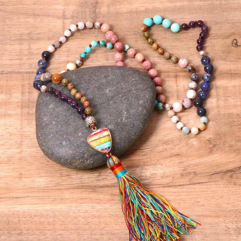 KarmaRipple's Tibetan Turquoise Lazurite Zebra Jasper Balance Pendant p4