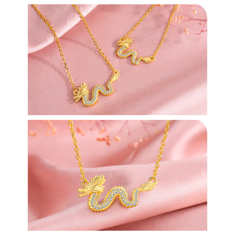 KarmaRipple's 925 Sterling Silver Year Of The Dragon Auspicious Golden Dragon Fortune Chain Pendant Necklace p12