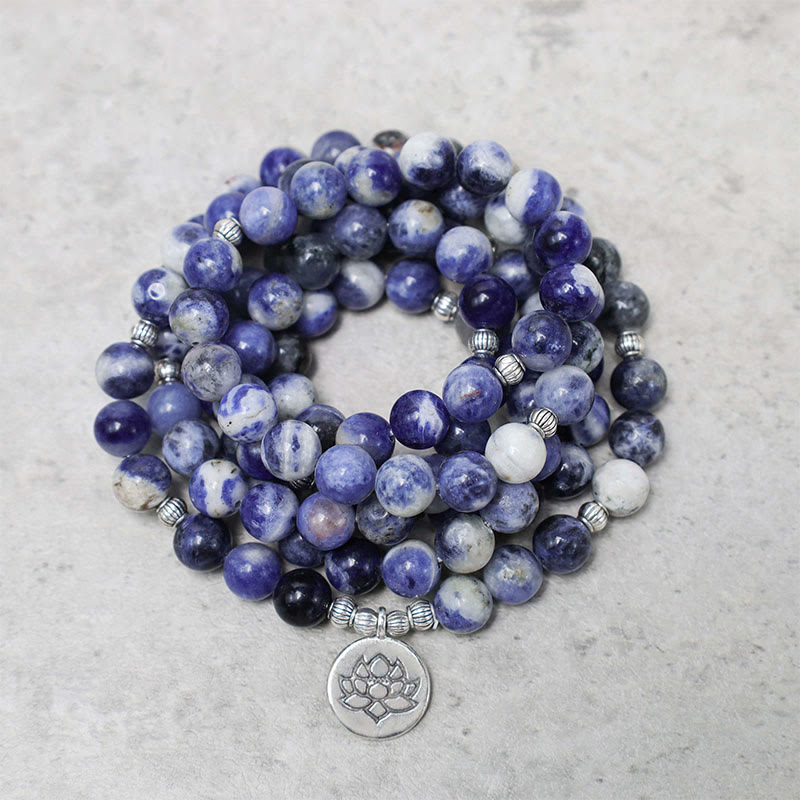 KarmaRipple's Authentic Blue Aventurine Lotus Peace Pendant Bracelet p1