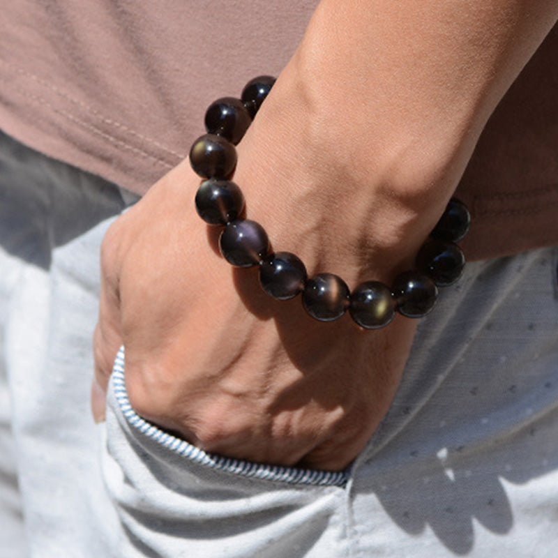 KarmaRipple's Authentic Rainbow Obsidian Positive Bracelet p5