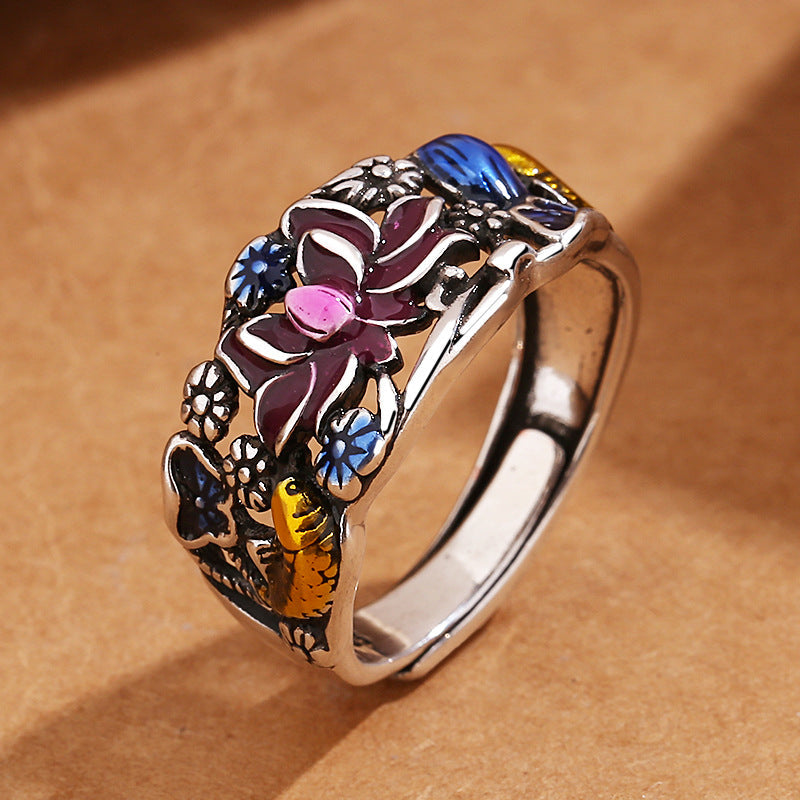 KarmaRipple's Koi Fish Lotus Flower Leaf Design Fortune Wealth Ring p2
