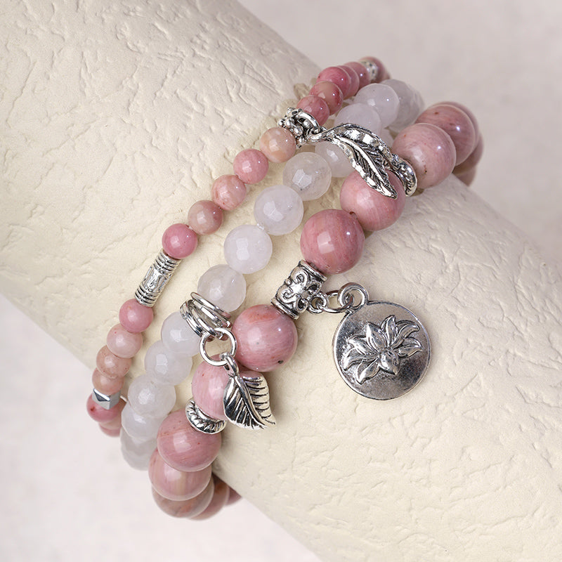 KarmaRipple's 3PCS Authentic Quartz Gemstone Beaded Balancing Energy Lotus Bracelet p20