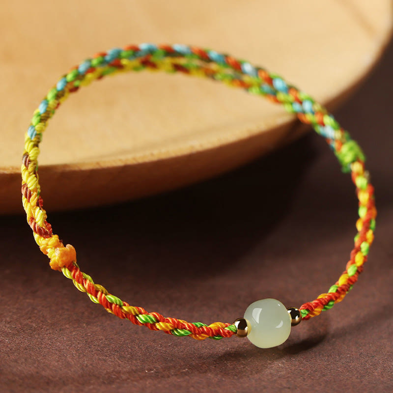 KarmaRipple's Colorful Rope Fortune Jade Bead Abundance Bracelet p2