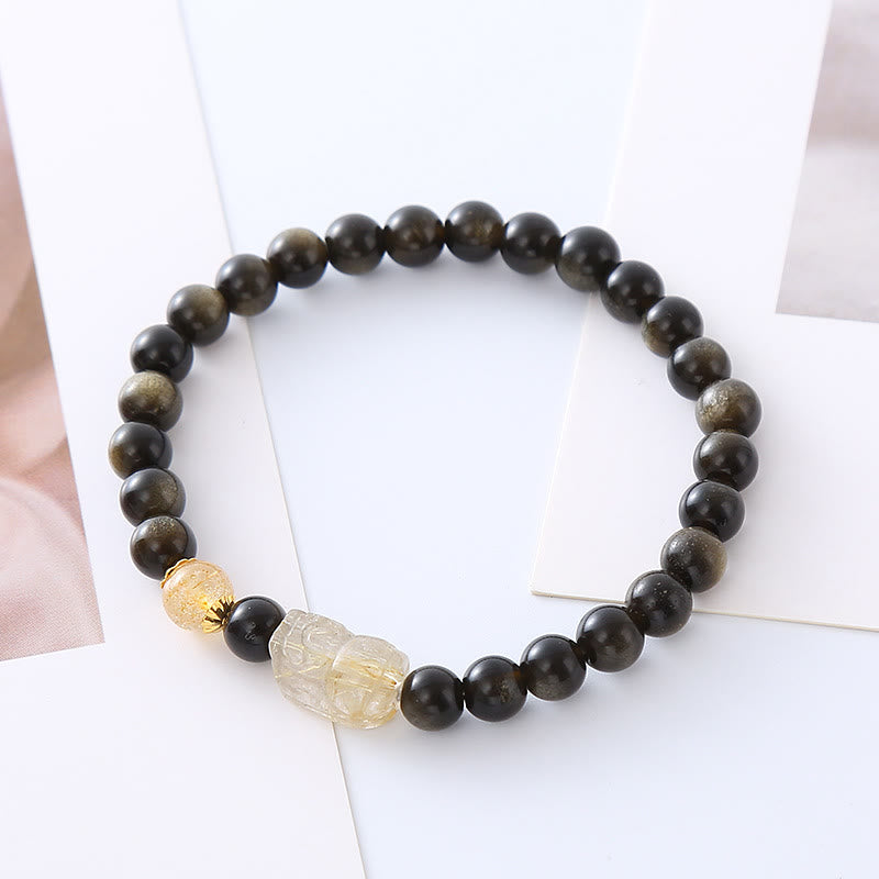 KarmaRipple's Authentic Gold Sheen Obsidian PiXiu Wealth Protection Bracelet p1