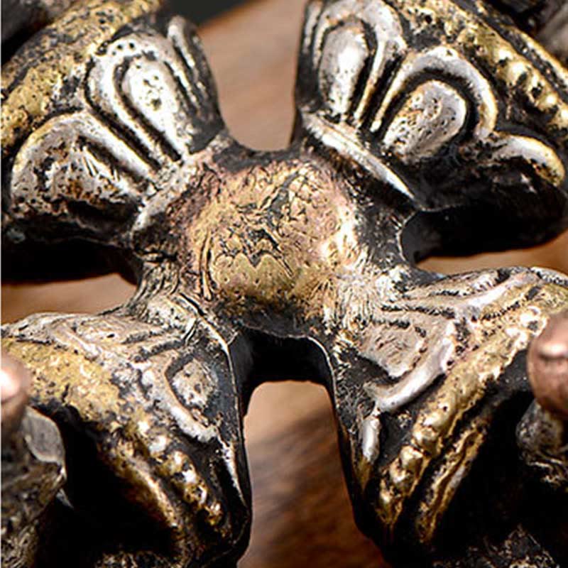KarmaRipple's Tibetan Handmade 5 Prong Double Dorje Bronze Iron Thunderbolt Strength Vajra p7
