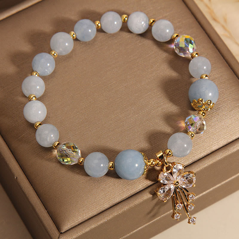 KarmaRipple's Aquamarine Pink Gemstone Balancing Zircon Butterfly Talisman Bracelet p4