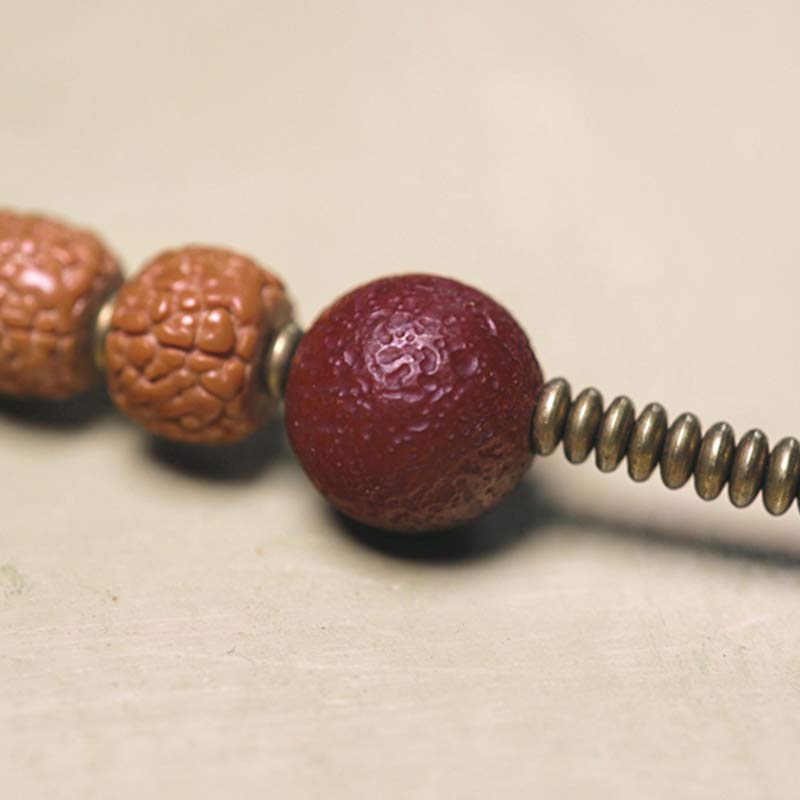 KarmaRipple's 108 Mala Rudraksha Beadwork Bodhi Seed Dzi Bead Fortune Auspiciousness Tassel Bracelet p5