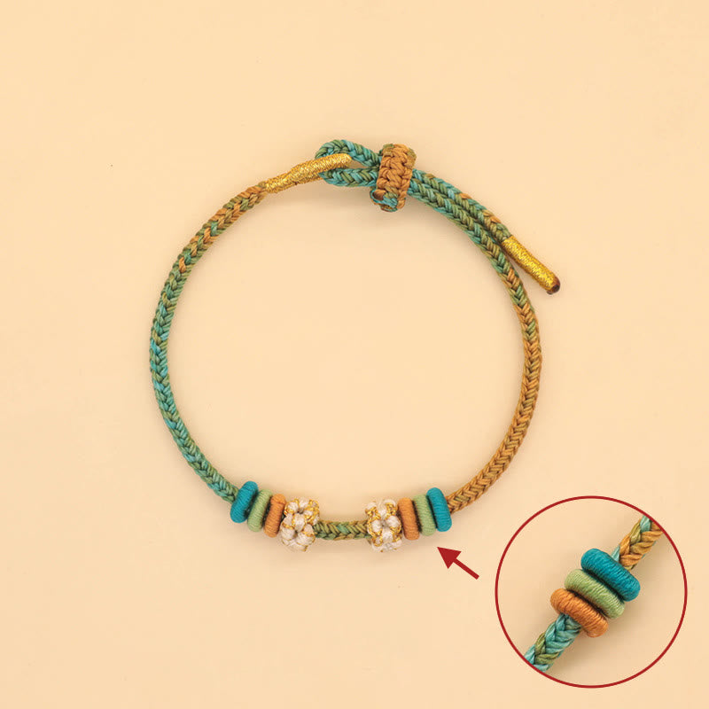 KarmaRipple's Handmade Eight Thread Peace Weave Peach Blossom Weave Fortune Rope Woven Bracelet p8