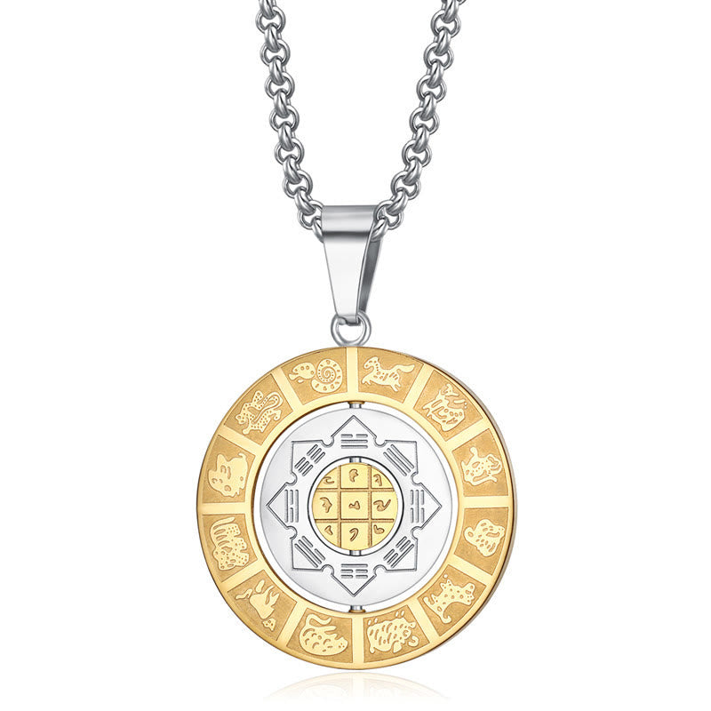 KarmaRipple's Chinese Zodiac Nine Palaces Eight Diagrams Bagua Amulet Balance Pendant Rotatable Necklace p1