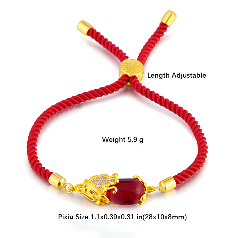 KarmaRipple's Wealth Attractor Red Agate Pixiu Red String Bracelet p2