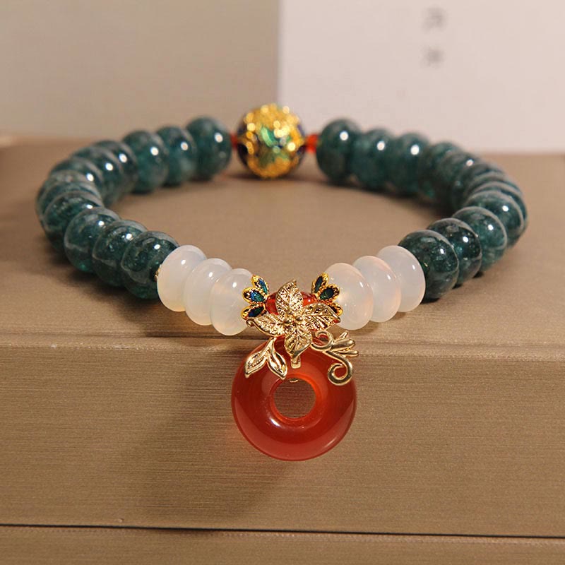 KarmaRipple's Jade Ivory Agate Red Agate Peace Buckle Abacus Beadwork Fortune Bracelet p1