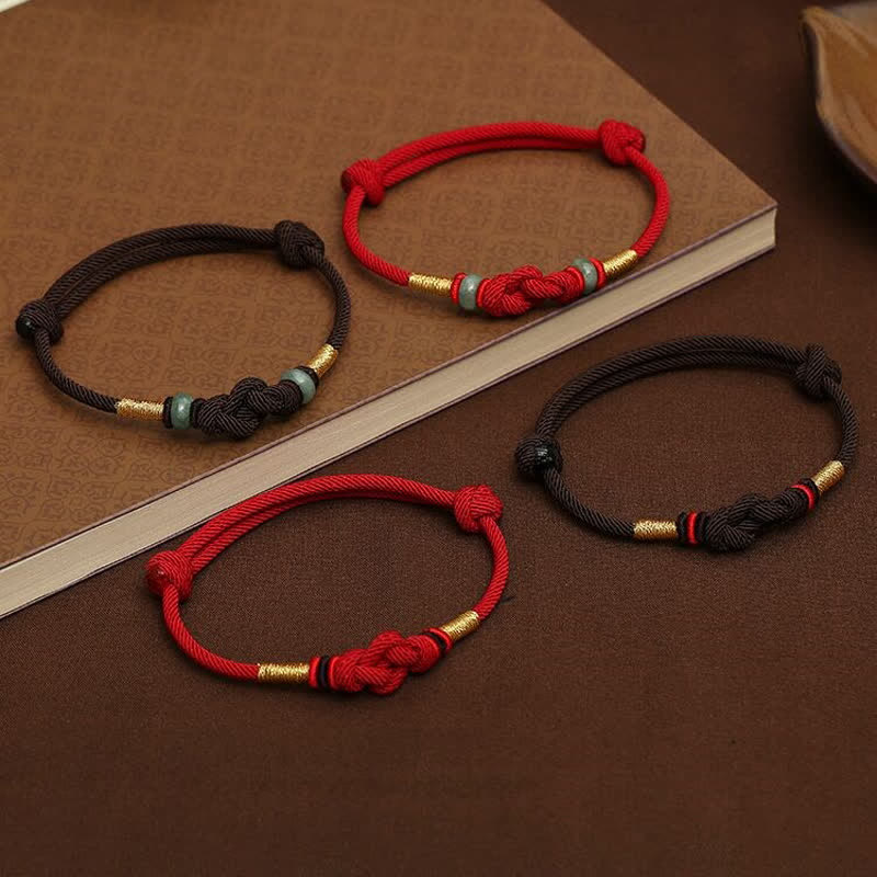KarmaRipple's Bring Good Fortune Red String Jade Fortune Weave Woven Pair Bracelet p16