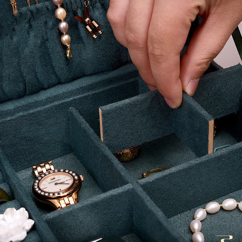 KarmaRipple's Simple Design Jewelry Box Organizer Single Layer Flannel Jewelry Storage Box With Lock p15