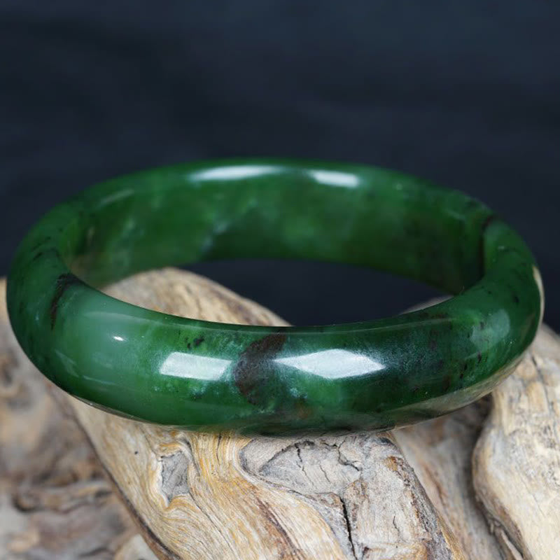 KarmaRipple's Authentic Hetian Cyan Jade Happiness Success Bracelet Bangle p9