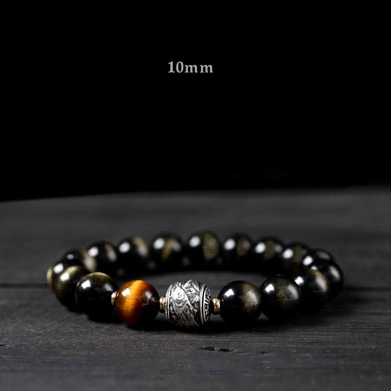 KarmaRipple's To Experience a Reversal of Fortune Rainbow Obsidian Gold Sheen Obsidian Protection Bracelet p3