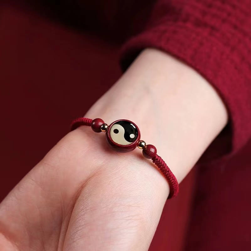 KarmaRipple's Fortunate Cinnabar Red String Yin Yang Symbol Bagua Blessing Bracelet p11