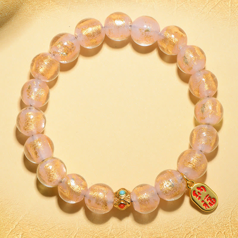 KarmaRipple's Tibetan Incense Ash Liuli Glass Bead Fortunate Fortune Fu Character Talisman Bracelet p1