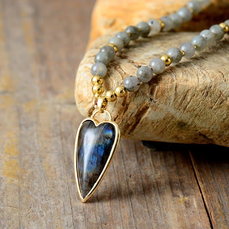KarmaRipple's Labradorite Support Balancing Beaded Pendant Necklace p2
