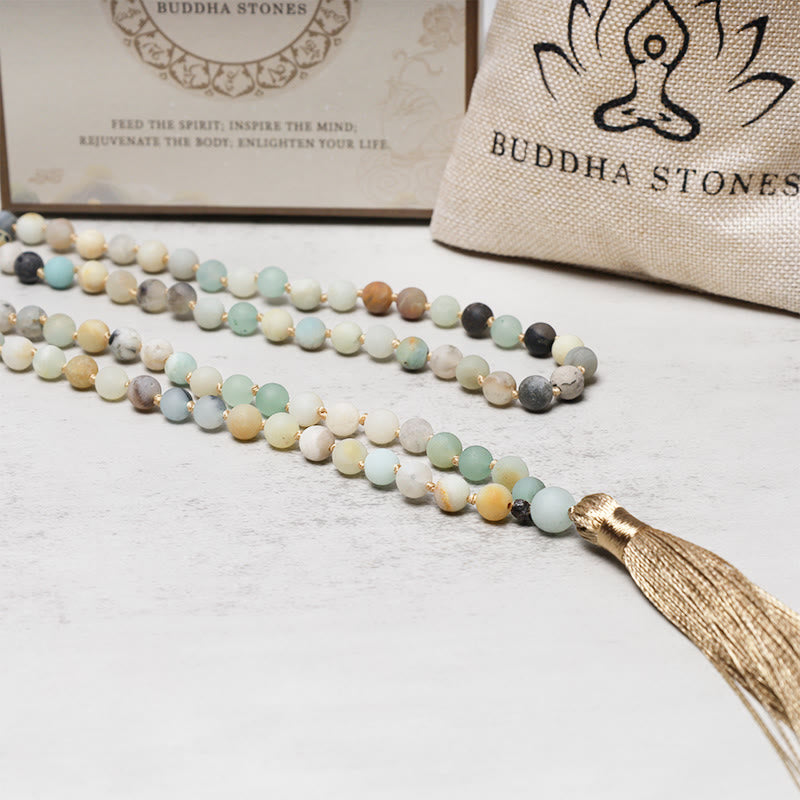 KarmaRipple's 108 Amazonite Beadwork Tassel Mala Bracelet p5