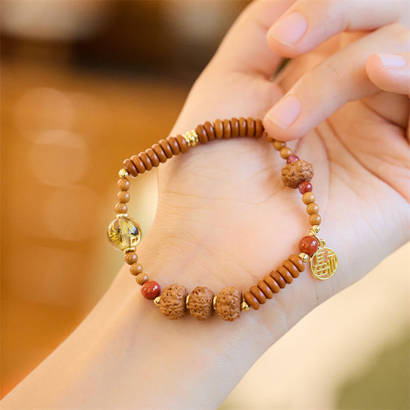 KarmaRipple's Tibetan Bodhi Seed Black Onyx Smoky Quartz Om Mani Padme Hum Fu Character Wealth Bracelet p13