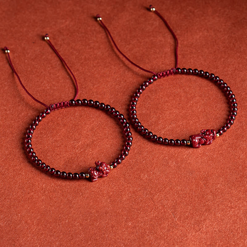KarmaRipple's Garnet Cinnabar PiXiu Blessing Calm String Bracelet p4