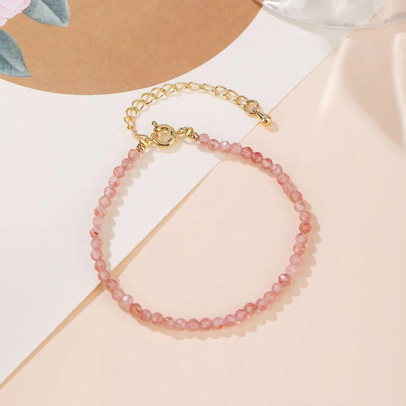 KarmaRipple's Strawberry Quartz Prehnite Peridot Lazurite Pink Gemstone Tourmaline Balancing Chain Bracelet p10