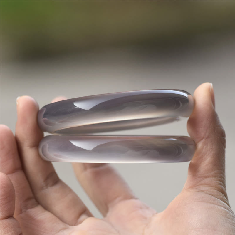 KarmaRipple's Authentic Gray Chalcedony Balance Bangle Bracelet p3