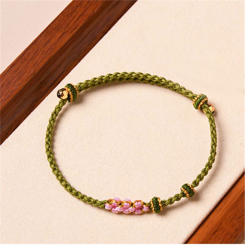 KarmaRipple's Handmade Peach Blossom Protection Woven Rope Bracelet p28