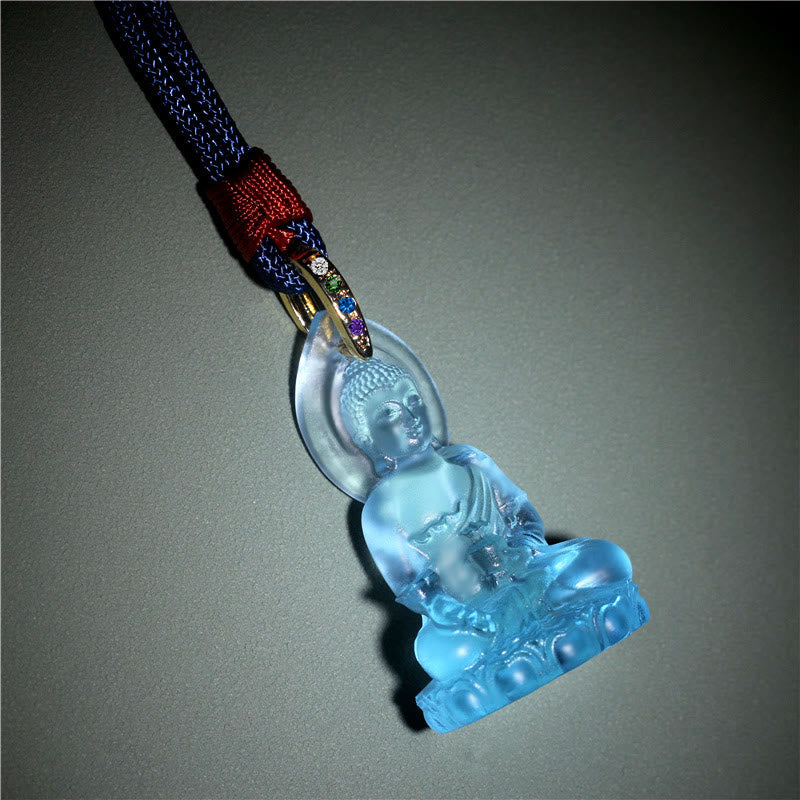 KarmaRipple's Blue Tathagata Buddha Medicine Buddha Liuli Gemstone Serenity Amulet Pendant Necklace p6