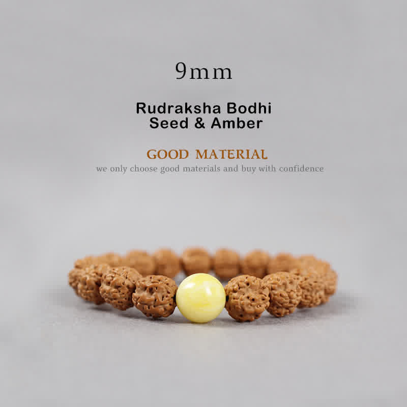 KarmaRipple's Tibet Rudraksha Bodhi Seed Dzi Bead Amber Turquoise Wealth Bracelet p2