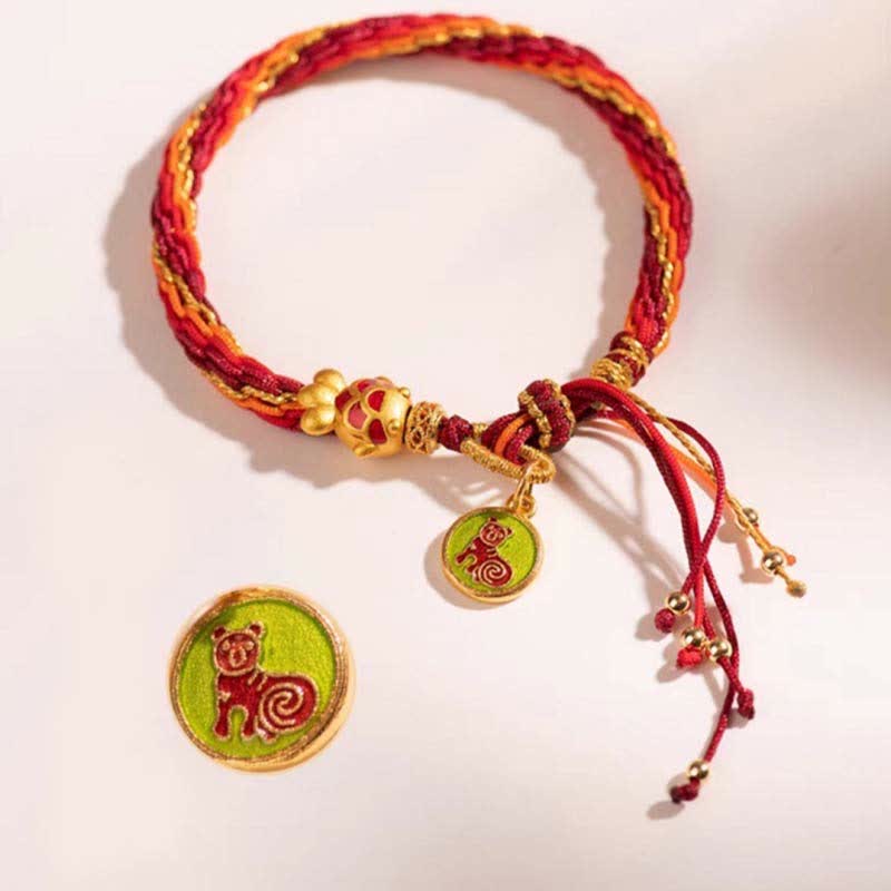 KarmaRipple's Chinese Zodiac Handmade Koi Fish String Protection Reincarnation Weave Braid Bracelet p38