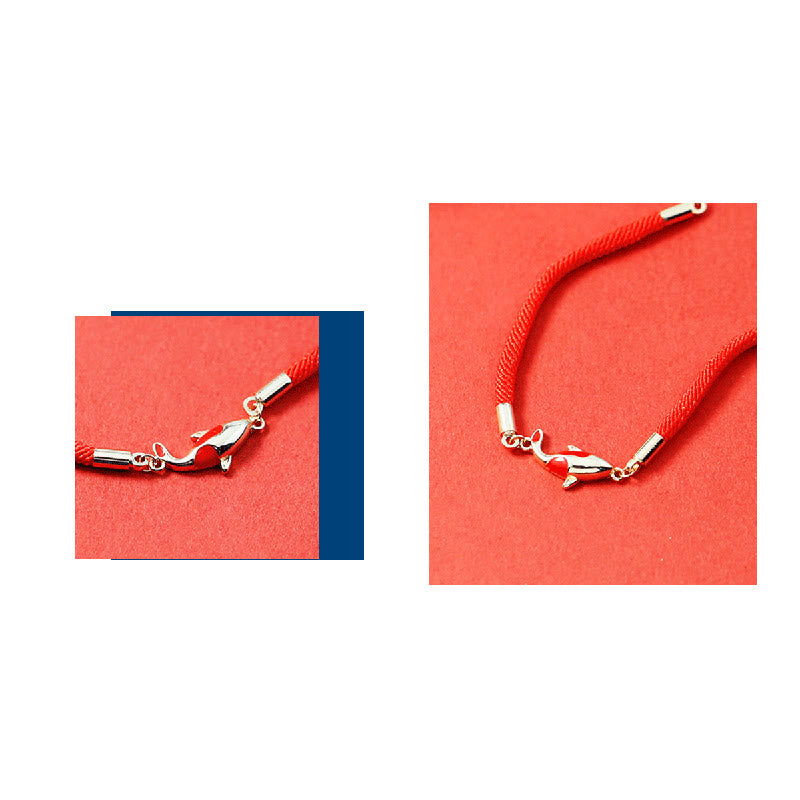 KarmaRipple's Bronze Koi Fish Wealth Pendant Necklace Red Rope Bracelet Earrings Set p8