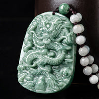 KarmaRipple's Chinese Zodiac Dragon Jade Prosperity Pendant Bead String Necklace