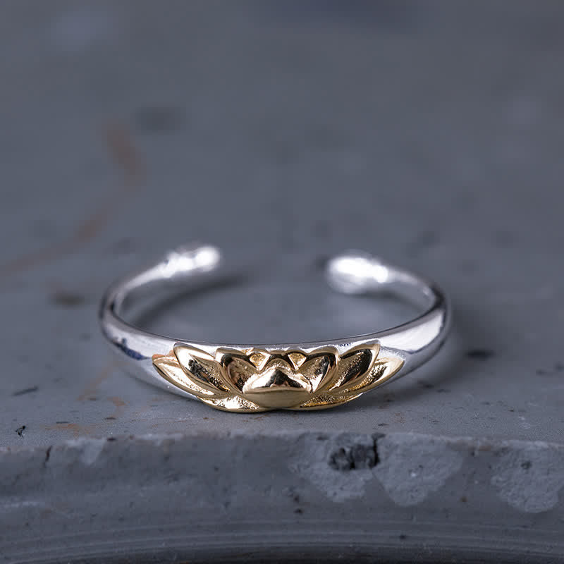 KarmaRipple's 925 Sterling Silver Lotus Flower New Beginning Ring p1