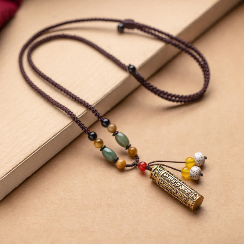 KarmaRipple's Buddhastoneshop Tibet Om Mani Padme Hum Agate Shurangama Sutra Protection Pendant Necklace p13
