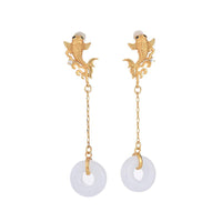 KarmaRipple's FengShui Koi Ivory Jade Fortune Earrings