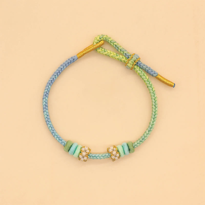 KarmaRipple's Handmade Eight Thread Peace Weave Peach Blossom Weave Fortune Rope Woven Bracelet p9