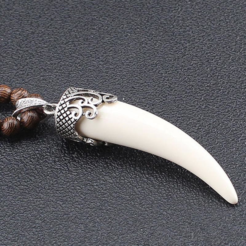 KarmaRipple's Wenge Wood Turquoise Stone Horn Style Protection Meditation Pendant Necklace p10