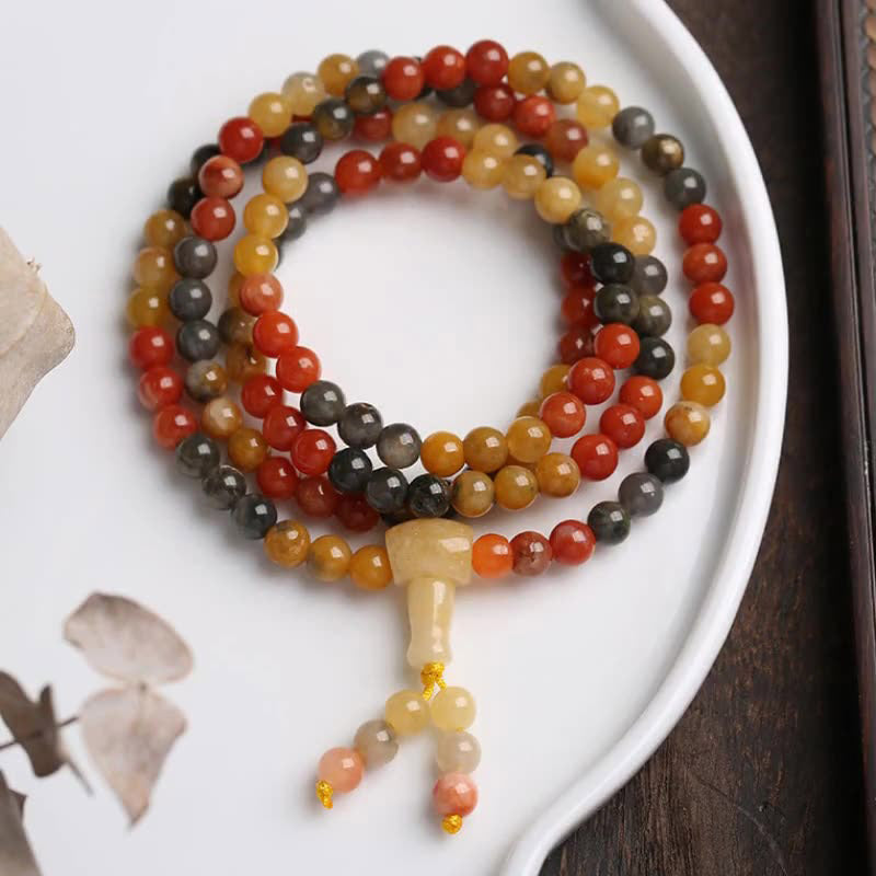 KarmaRipple's 108 Beadwork Authentic Red Agate Mala Protection Bracelet p1