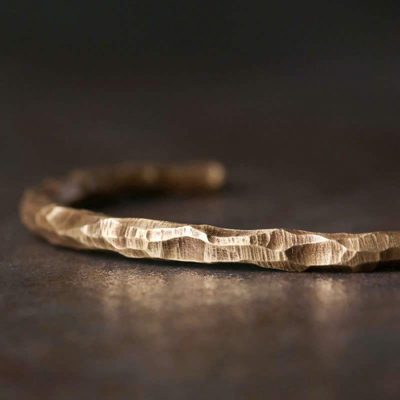 KarmaRipple's Tibetan Bump Texture Bronze Fortune Cuff Bracelet Bangle p6