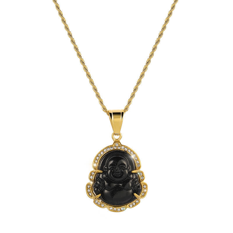 KarmaRipple's 18K Gold Filled Laughing Buddha Jade Fortune Pendant Chain Necklace p25