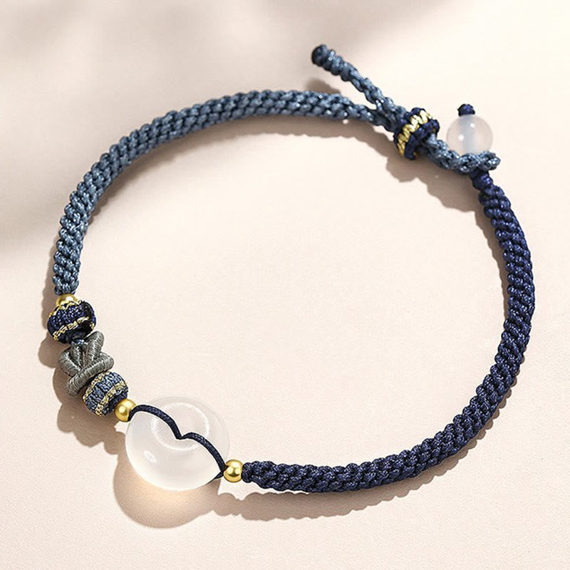 KarmaRipple's Handmade Ivory Agate Peace Buckle Fortune Happiness Protection Weave String Bracelet p9