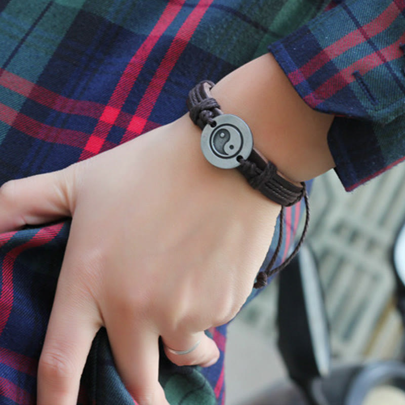 KarmaRipple's Retro Yin Yang Leather Balance String Bracelet p11