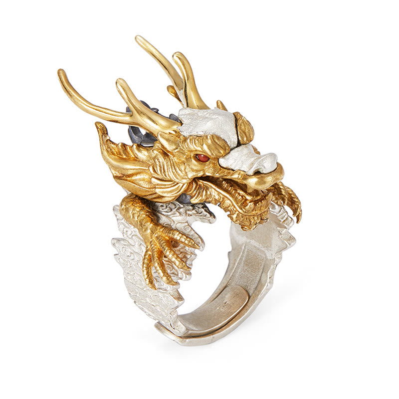 KarmaRipple's 925 Sterling Silver Dragon Fortune Success Protection Adjustable Ring Necklace p4
