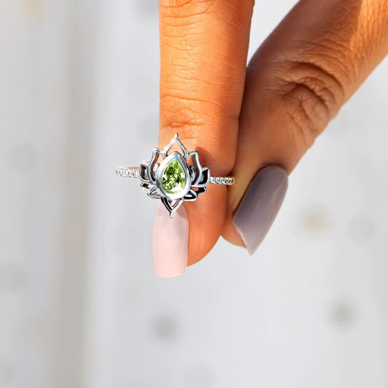 KarmaRipple's Sterling Silver Lotus Zircon Blessing Protection Ring p15