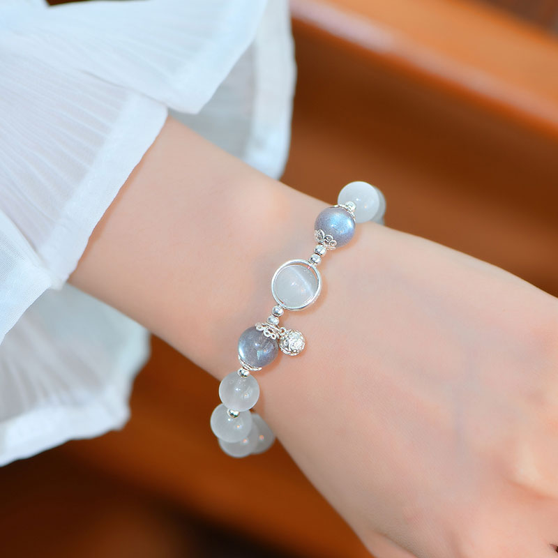 KarmaRipple's 925 Sterling Silver Cat Eye Moonstone Love Support Bracelet p7