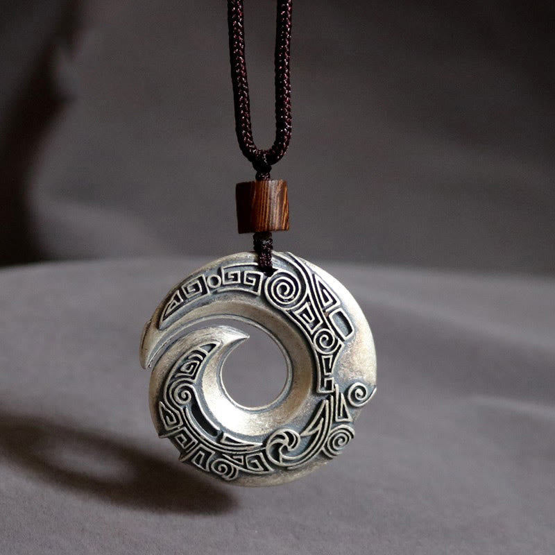 KarmaRipple's One's Fortune Improves Design Pattern Bronze Fortune Pendant Necklace p1
