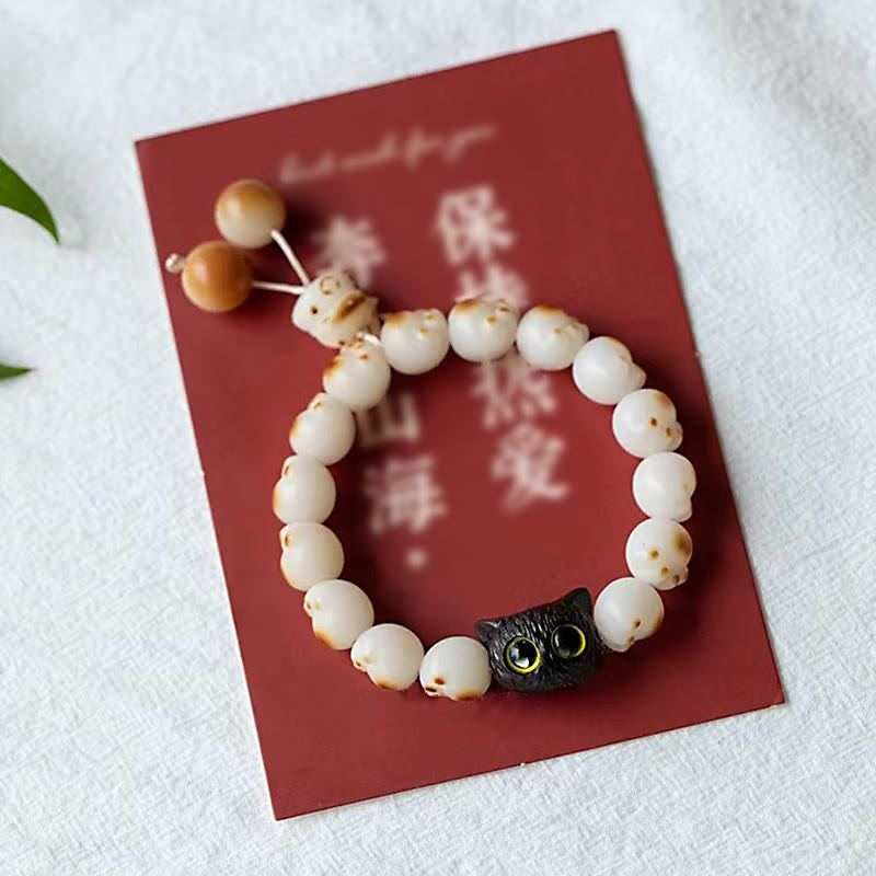 KarmaRipple's Authentic Bodhi Seed Red Sandalwood Lovely Paw Fortunate Cat Peace Bracelet p11