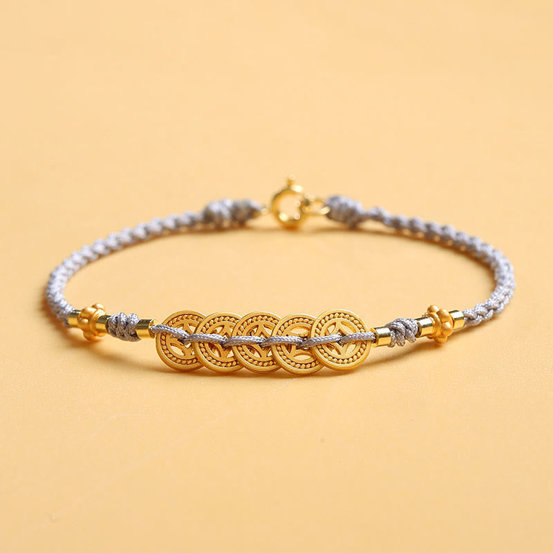 KarmaRipple's Bronze Coin Fortune Tree Pearl Fortune Blue Rope Woven Bracelet p33