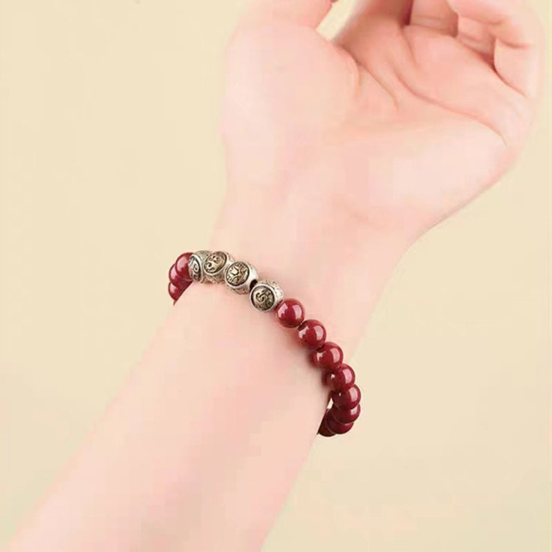 KarmaRipple's 925 Sterling Silver Authentic Cinnabar Four Beasts Blessing Bracelet p20
